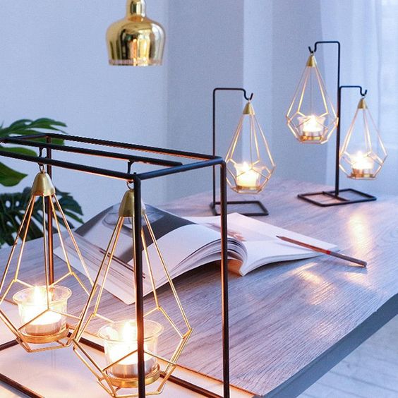 LustraDiamond Hängender Kerzenhalter | Geometrisches Design | Eleganz für Innen- & Außendekoration