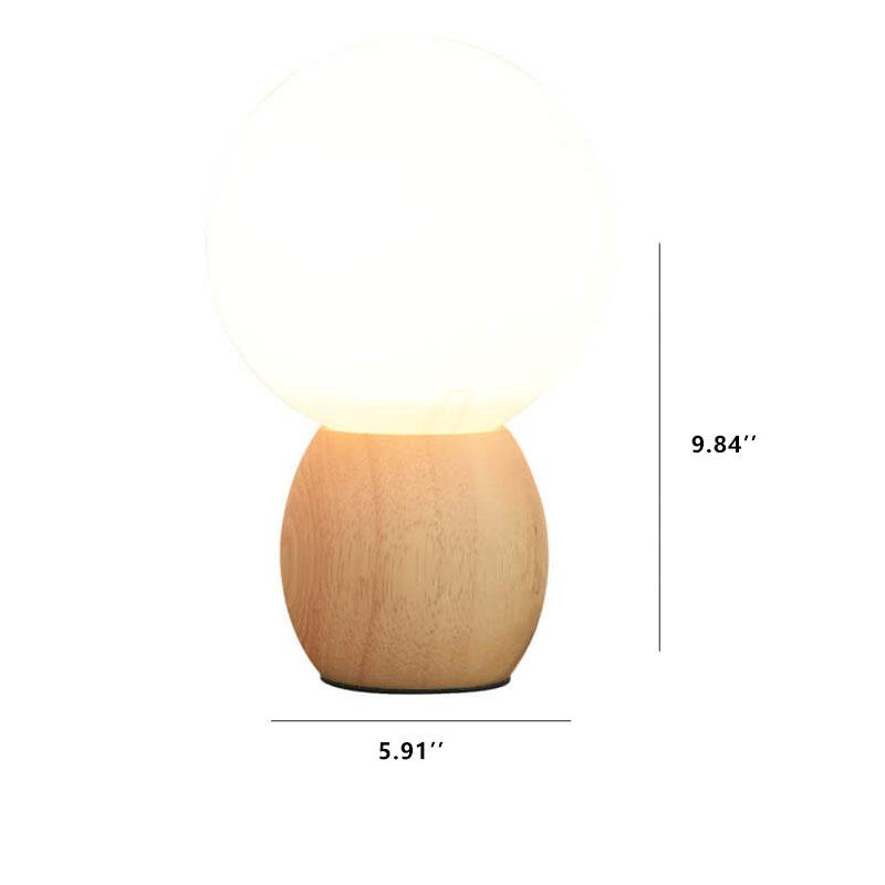 LumiOrbe Nordic Holz-Tischlampe mit Milchglas-Kugel | LED-Licht | Warmes Stimmungslicht