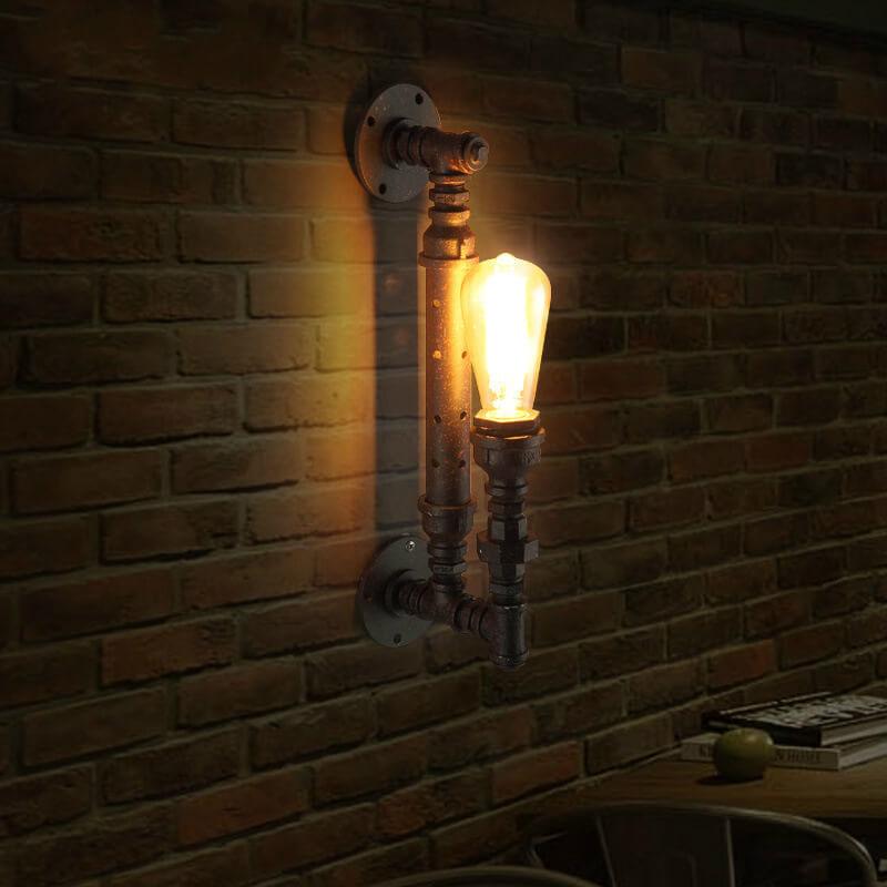 RustikLume Industrial Wandleuchte | Retro-Design | Pipe-Style Lampe | Wandbeleuchtung für Zuhause