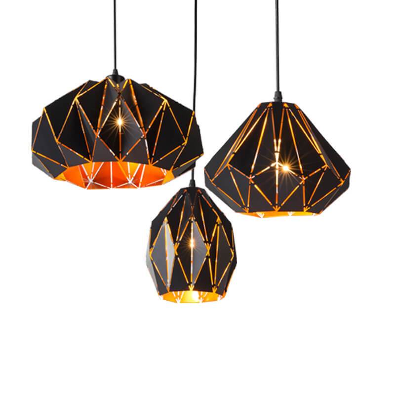 Diamora Vintage Pendelleuchte | Geometrisches Diamant-Design | Wrought Iron | Industrial Stil
