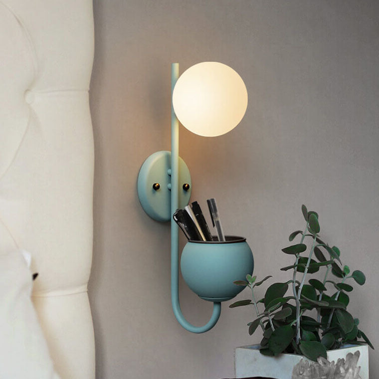 SphereBox Wandlampe mit Aufbewahrungsbox & Pflanzentopf | Dekorative Wandbeleuchtung | 1-flammig