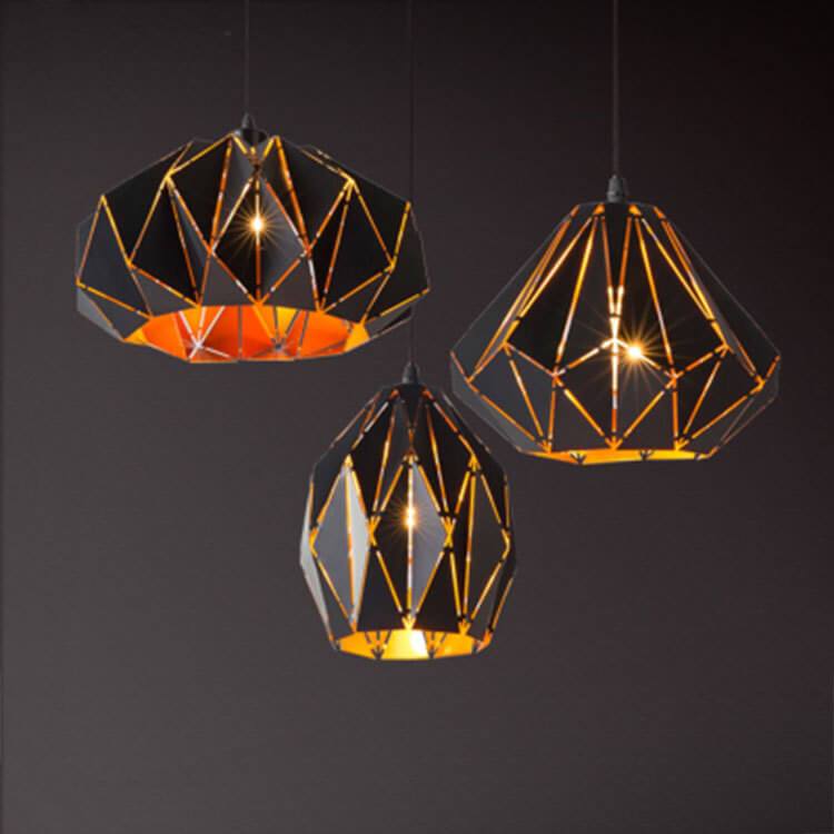 Diamora Vintage Pendelleuchte | Geometrisches Diamant-Design | Wrought Iron | Industrial Stil