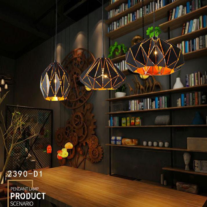 Diamora Vintage Pendelleuchte | Geometrisches Diamant-Design | Wrought Iron | Industrial Stil