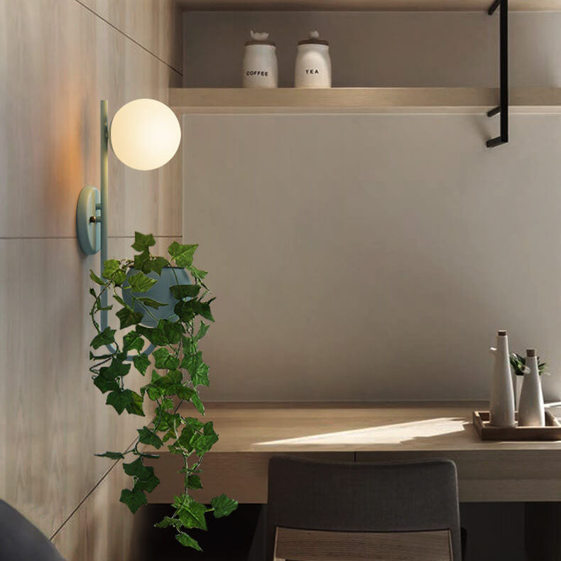 SphereBox Wandlampe mit Aufbewahrungsbox & Pflanzentopf | Dekorative Wandbeleuchtung | 1-flammig