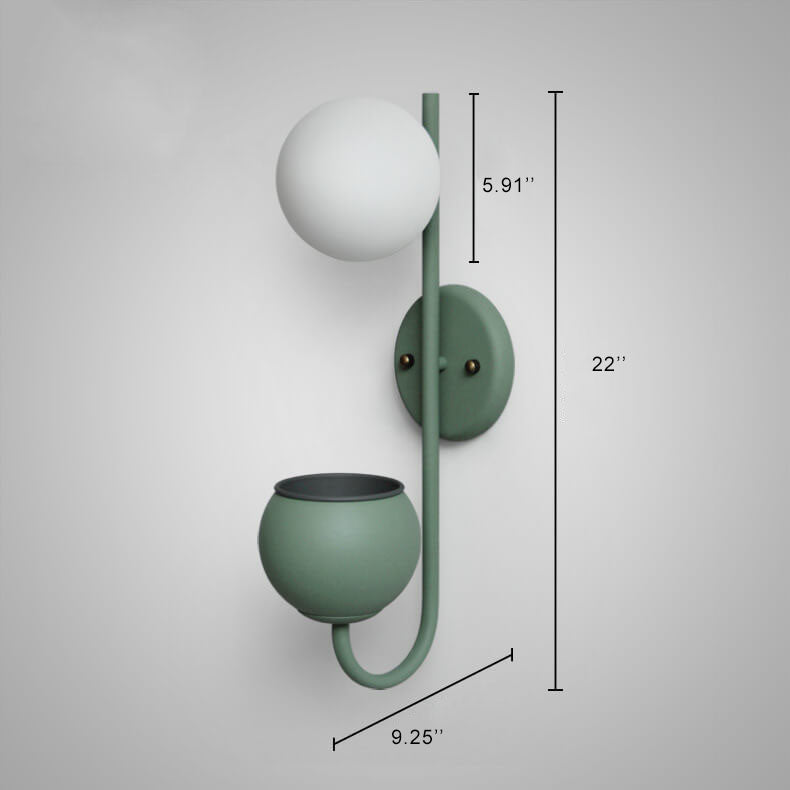 SphereBox Wandlampe mit Aufbewahrungsbox & Pflanzentopf | Dekorative Wandbeleuchtung | 1-flammig