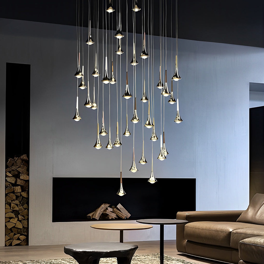 LumiDrop Nordic Design Pendelleuchte | Tropfenform | Elegantes LED-Licht für Esszimmer & Wohnzimmer | In Schwarz, Gold & Chrom