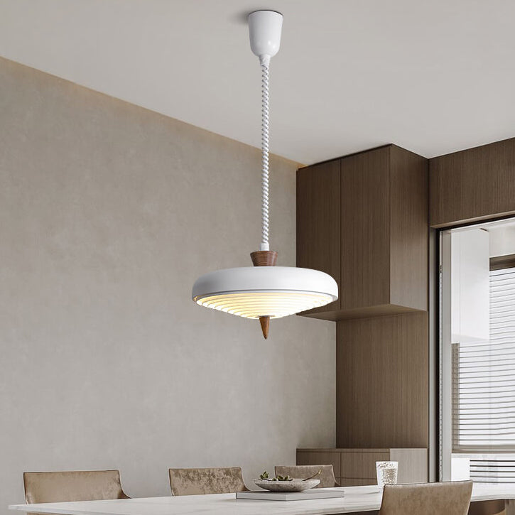 ZenithIron Japanische Hängelampe | Industrielles Design | Walnussholz | Höhenverstellbar | Einflammige Pendelleuchte