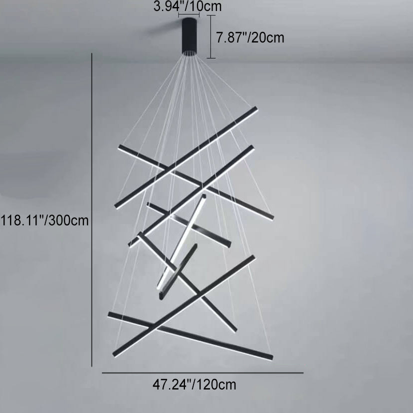 GeoLuma Nordic LED Kronleuchter | Geometrisches Linien-Design aus Eisen & Aluminium | 3-9 Flammen | Modern & Energieeffizient