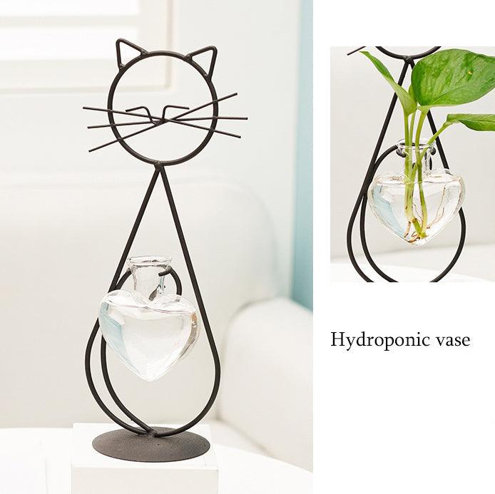CatBloom – Katzen Pflanzstation mit Glasvase | Herz-Design | Pflanzenvermehrung | Dekoratives Highlight