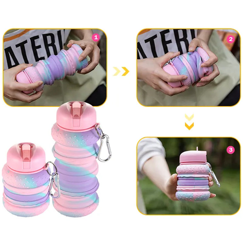FlexiSip Faltbare Wasserflasche aus Silikon | BPA-frei & Auslaufsicher | Perfekt für Reisen & Sport