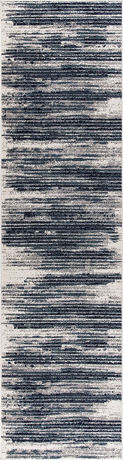 TealStripe Teppich | Streifen-Design in Elfenbein, Navy & Türkis | Pflegeleicht & Modern | Perfekt für Wohnzimmer & Flur