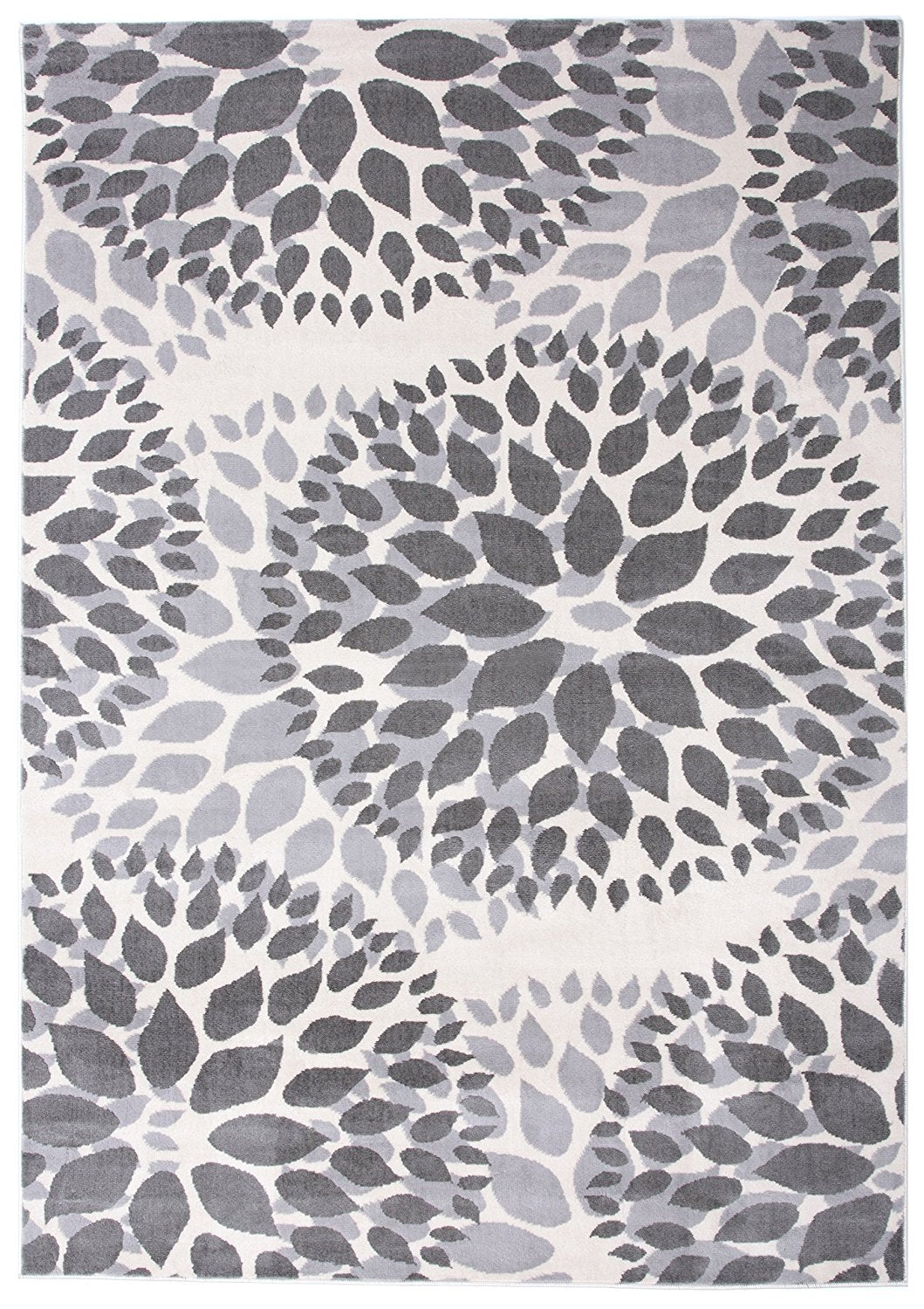 VividFlora Elegance Teppich | Grau & Beige | Blumendesign | Pflegeleicht & Modern