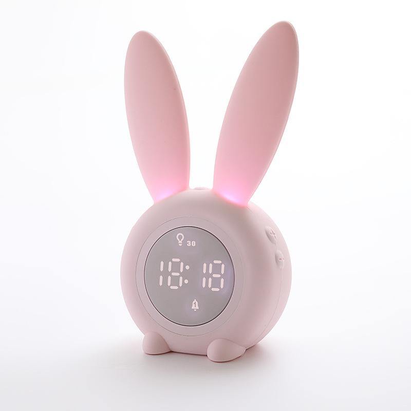 BunnyTime Digitale Kinderuhr | Niedliches Hasenohren Design | LED Wecker mit Uhrzeit & Nachtlicht | Deko fürs Kinderzimmer