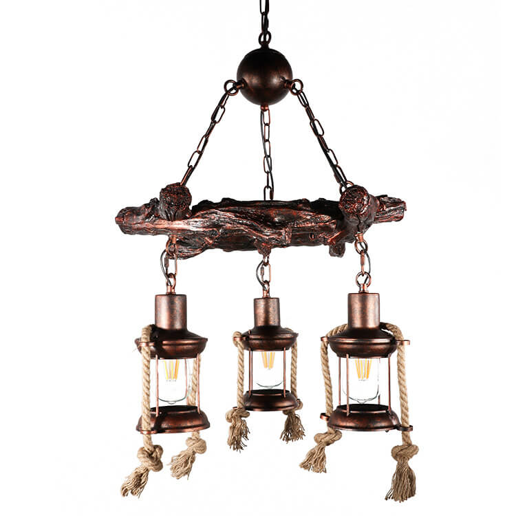 Nautilux Vintage Kronleuchter | Metall-Laternen Design | 3- oder 7-Lichtoptionen | Maritimer Stil