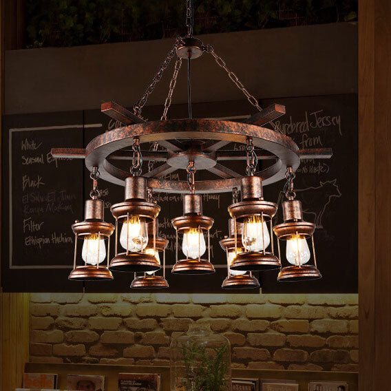 Nautilux Vintage Kronleuchter | Metall-Laternen Design | 3- oder 7-Lichtoptionen | Maritimer Stil