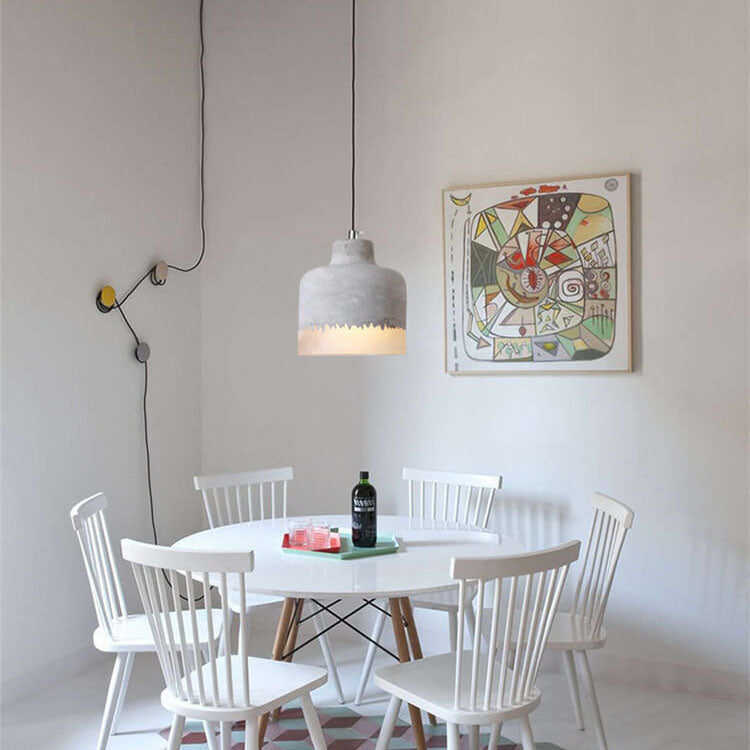 CemLux Industrial Design Pendelleuchte aus Zement | Minimalistischer Grauer Schirm | E27 Fassung | Perfekt für Esszimmer, Wohnzimmer oder Arbeitsbereiche