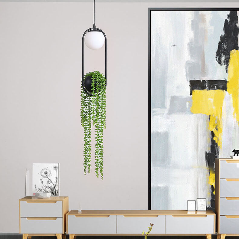 EcoOrb Glas Pendelleuchte | Pflanzenhalter Design | 1-flammige Hängeleuchte | Warmweiß & Weißlicht