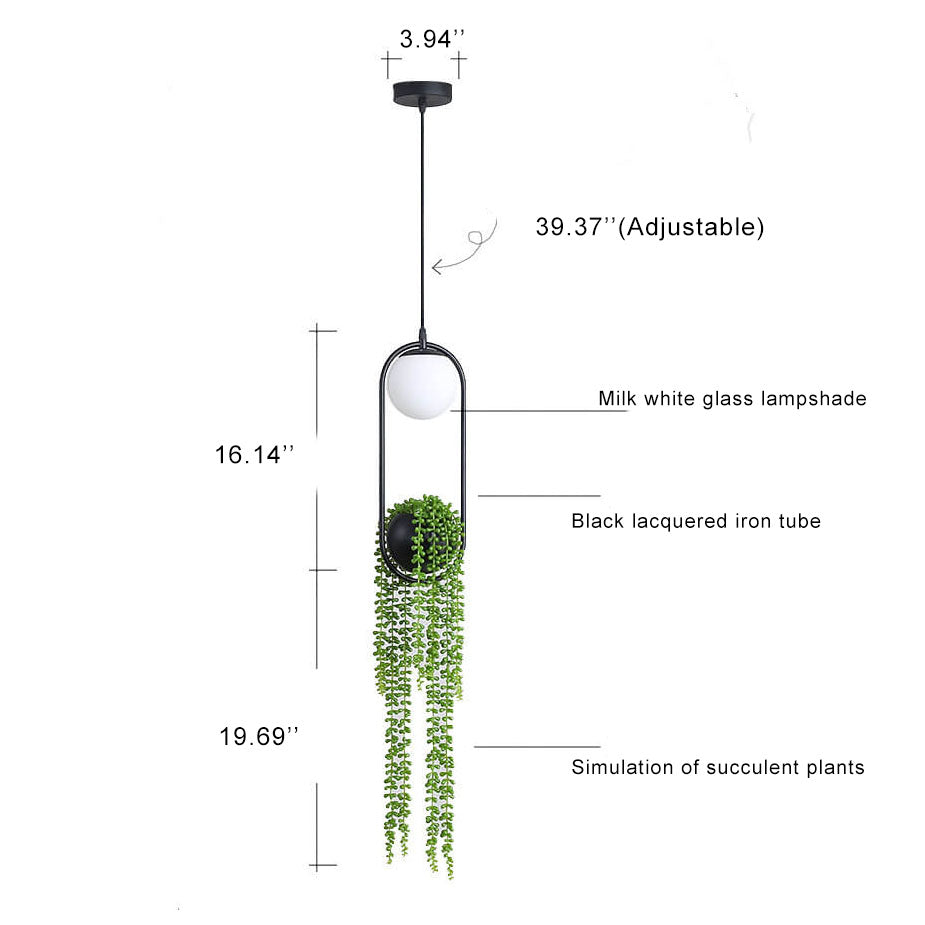 EcoOrb Glas Pendelleuchte | Pflanzenhalter Design | 1-flammige Hängeleuchte | Warmweiß & Weißlicht