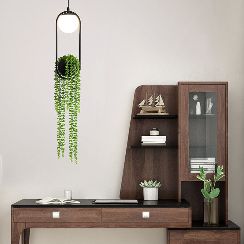 EcoOrb Glas Pendelleuchte | Pflanzenhalter Design | 1-flammige Hängeleuchte | Warmweiß & Weißlicht