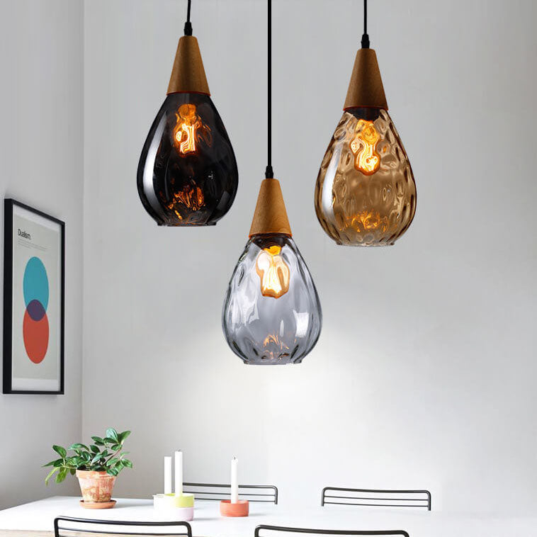 LuxeDrift Tropfenförmige Pendelleuchte | Wasserwellen-Glas | Eleganz für modernes Wohnen