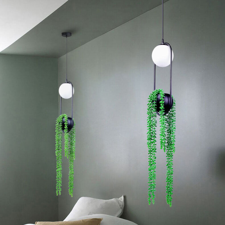 EcoOrb Glas Pendelleuchte | Pflanzenhalter Design | 1-flammige Hängeleuchte | Warmweiß & Weißlicht