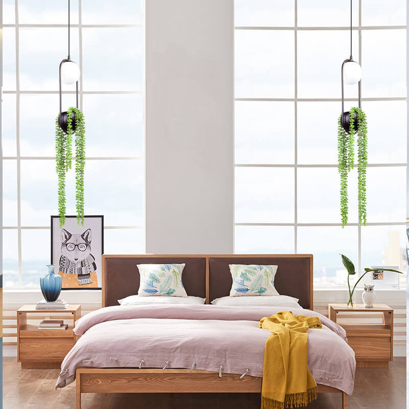 EcoOrb Glas Pendelleuchte | Pflanzenhalter Design | 1-flammige Hängeleuchte | Warmweiß & Weißlicht