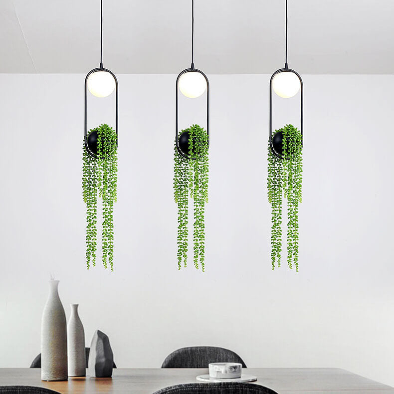 EcoOrb Glas Pendelleuchte | Pflanzenhalter Design | 1-flammige Hängeleuchte | Warmweiß & Weißlicht