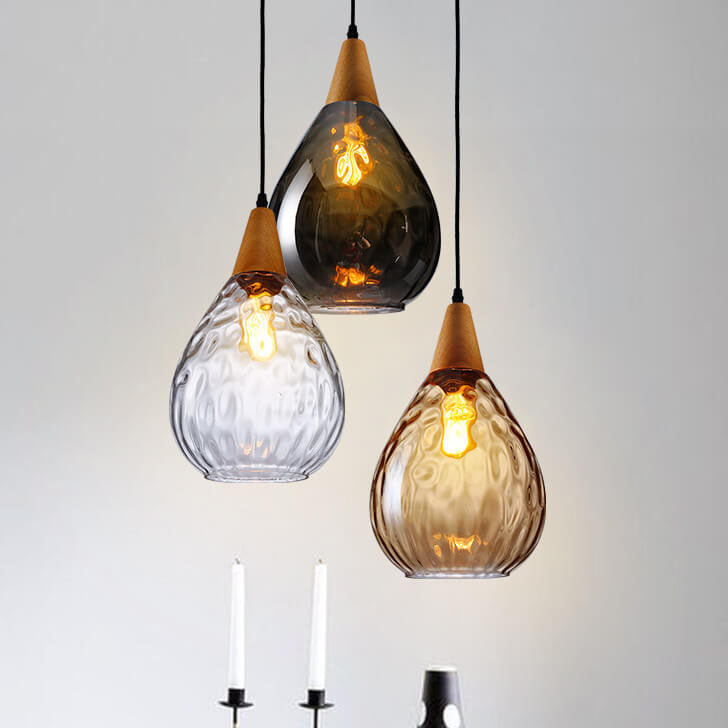LuxeDrift Tropfenförmige Pendelleuchte | Wasserwellen-Glas | Eleganz für modernes Wohnen