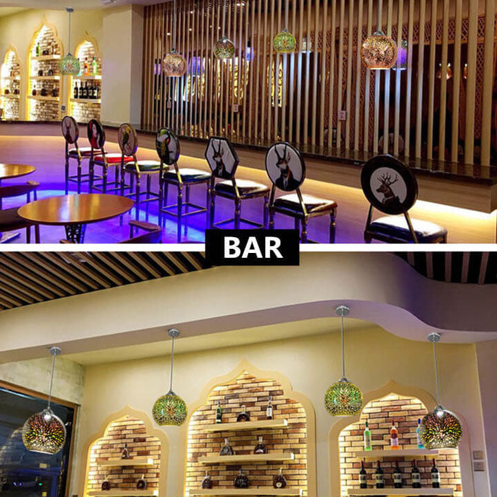 LumiSpark 3D Feuerwerk Pendelleuchte | Farbwechselndes Glas | Deko für Wohnzimmer & Esszimmer