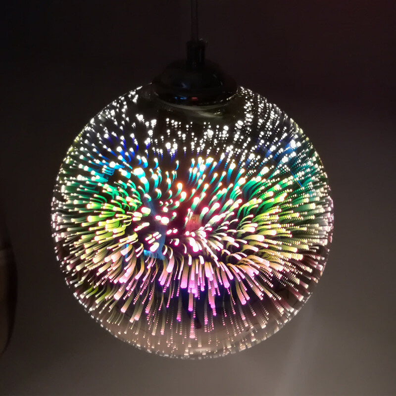 LumiSpark 3D Feuerwerk Pendelleuchte | Farbwechselndes Glas | Deko für Wohnzimmer & Esszimmer
