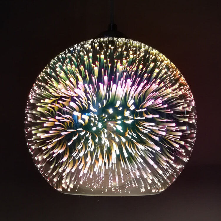 LumiSpark 3D Feuerwerk Pendelleuchte | Farbwechselndes Glas | Deko für Wohnzimmer & Esszimmer