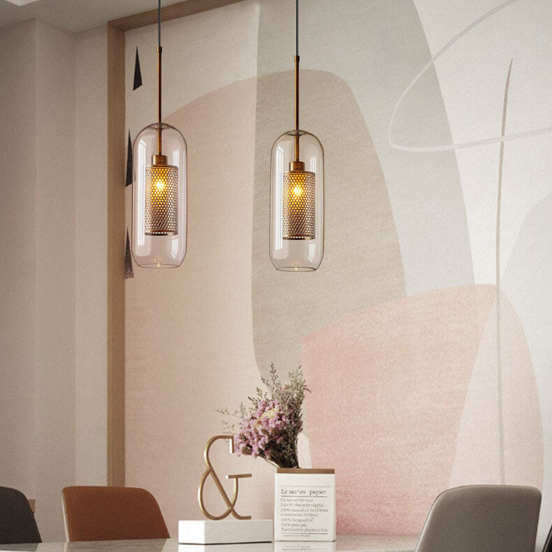 CyluGlow Pendelleuchte | Zylindrisches Klarglas-Design | 1-flammige Hängeleuchte | Minimalistischer Stil