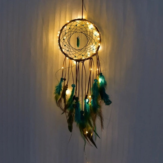 GlowDream Feenlicht Traumfänger | Deko Traumfänger LED-Lichterkette | Stimmungsvolles Licht für Zuhause | Boho Dekoration