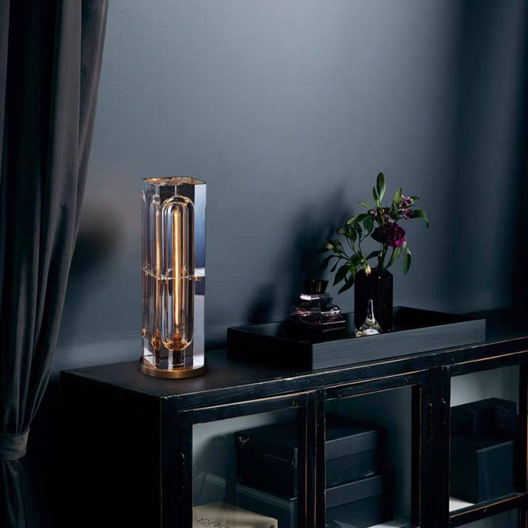 LuxeShine Kristall Tischlampe | Geometrisches Design | Rechteckig oder Quadratisch | 1-flammig