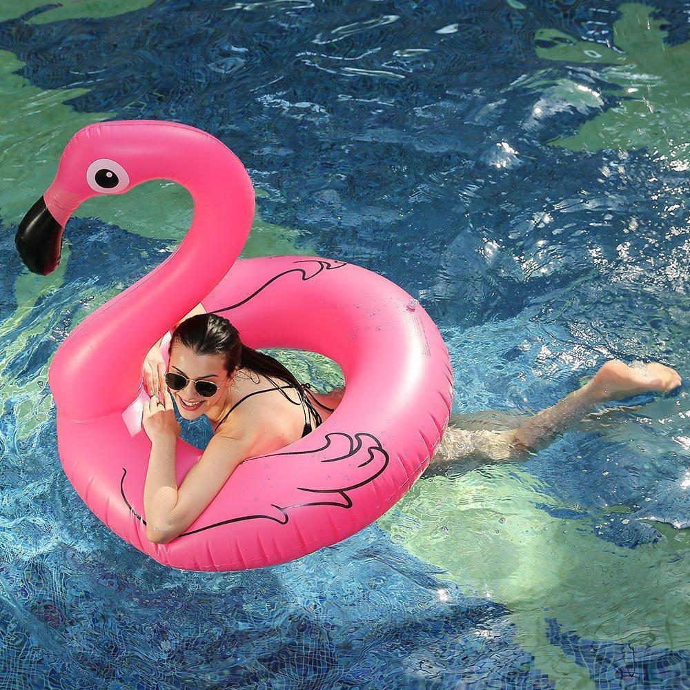 FloatEase Flamingo Pool-Schwimmring | Aufblasbarer XXL Schwimmreifen | Sommer-Pool-Spielzeug | Party-Deko