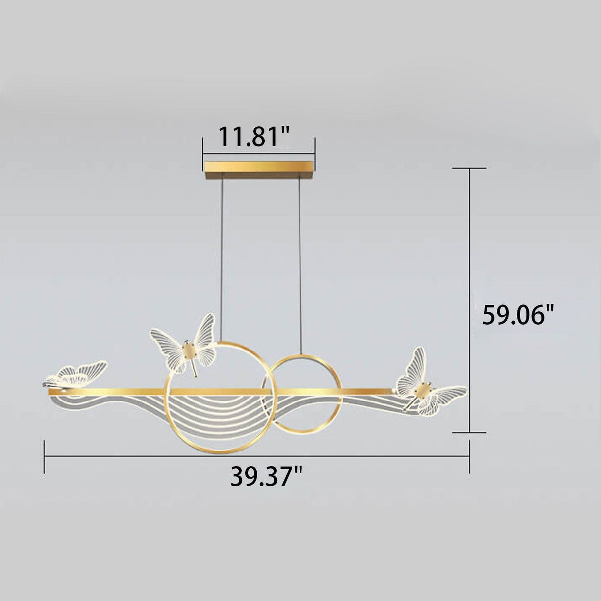 Aurevia Luxe LED Kronleuchter | Nordisches Schmetterlingsdesign | Lineares Insellicht | Dimmbar & Modern