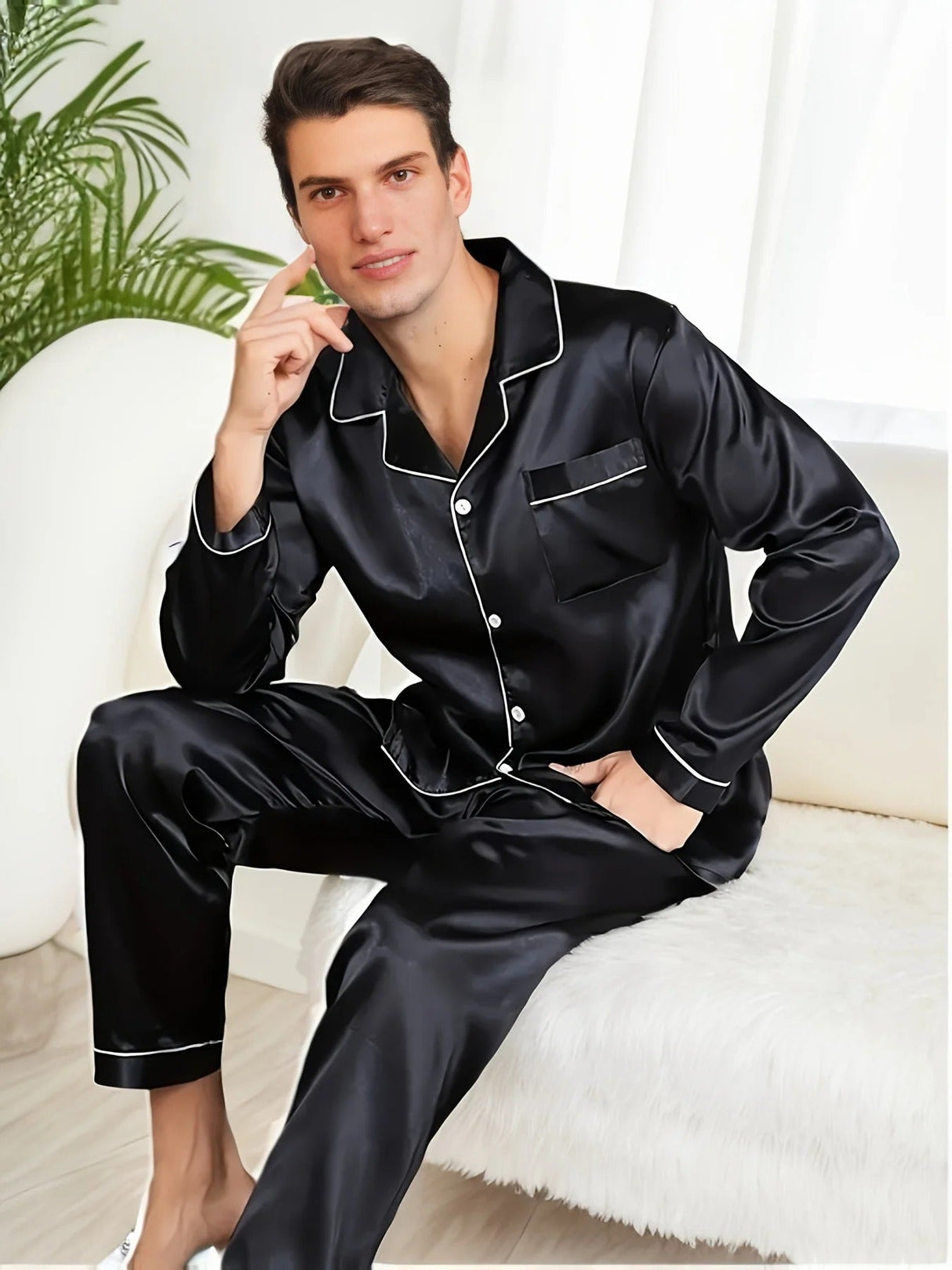 Nachtprestige Luxus Herren Pyjama | Elegante Nachtwäsche | Bequem & Atmungsaktiv | Für erholsamen Schlaf