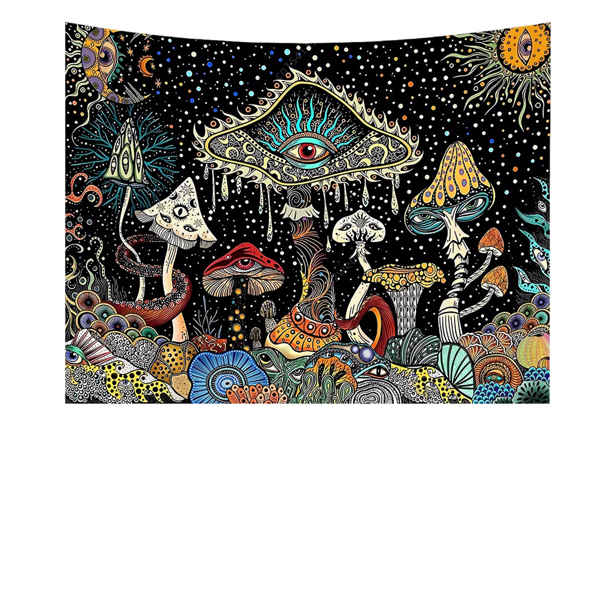 MysticTapestry Trippy Wandteppich | Hippie Boho Stil | Abstrakt & Farbintensiv | Wanddeko für Zuhause