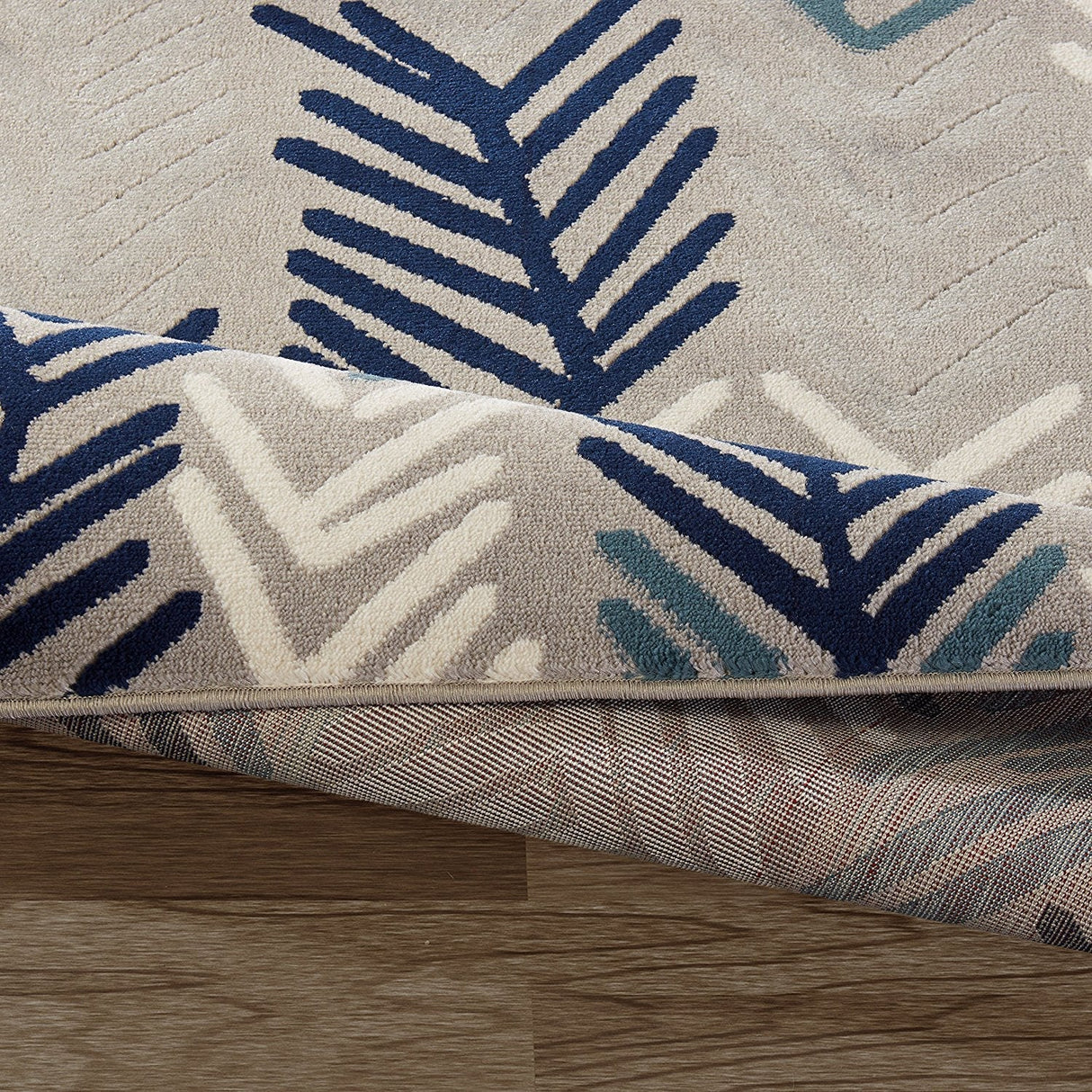 BlossomHaven Contemporary Teppich | Florales Design in Grau, Blau & Türkis | Pflegeleicht & Modern | Perfekt für Wohnzimmer & Flur