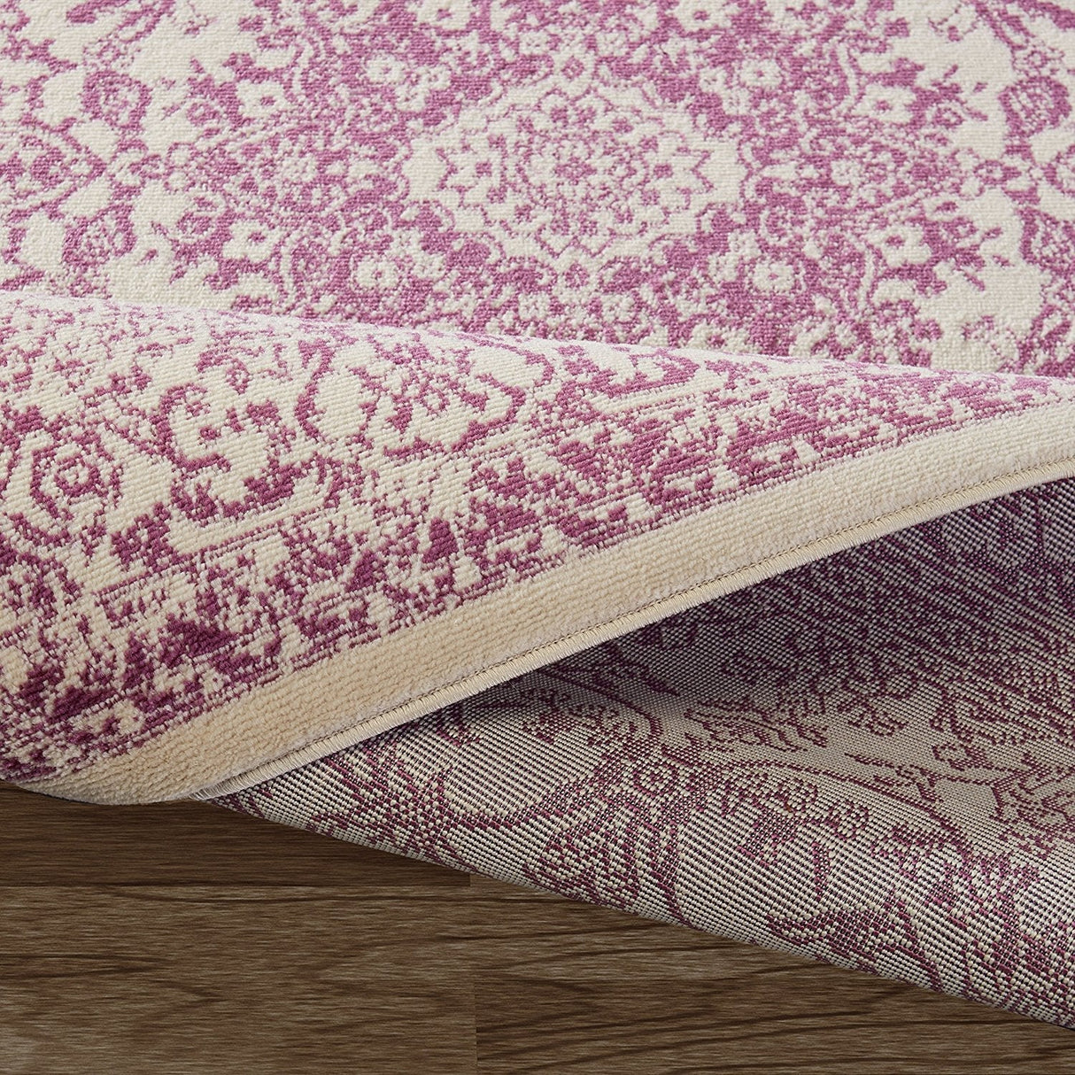 Orientra Luxe Läufer | Orientalisches Design in Elfenbein & Lila | Weich & Pflegeleicht