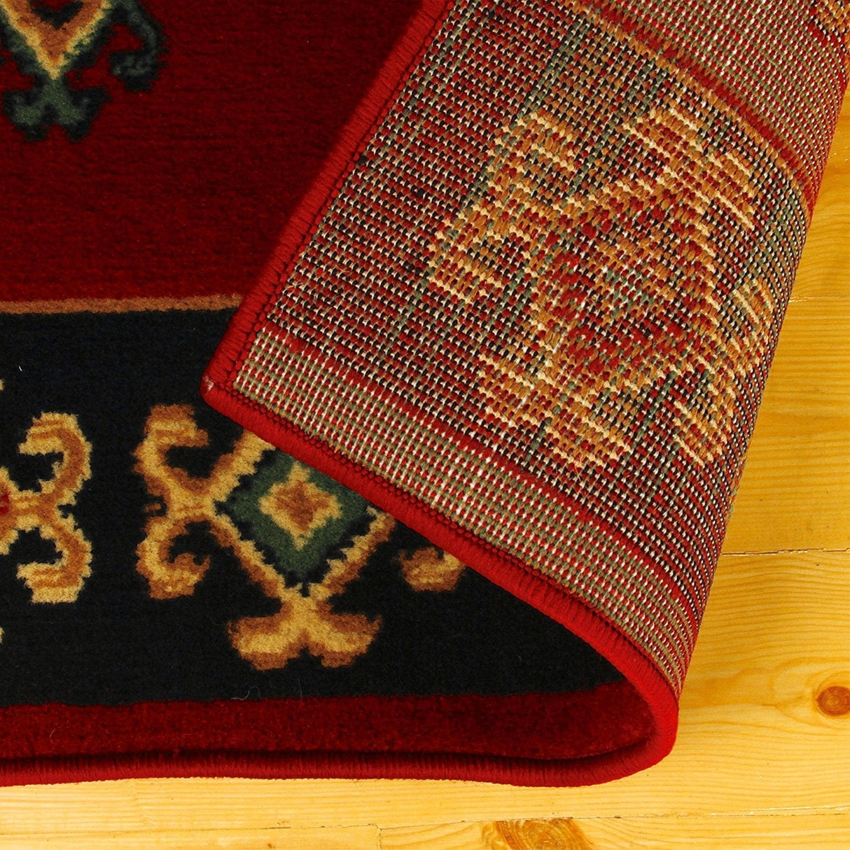 Redridge Southwest Teppich | Umrandeter Roter Teppich | Weich & Pflegeleicht | Wohnzimmer & Flur