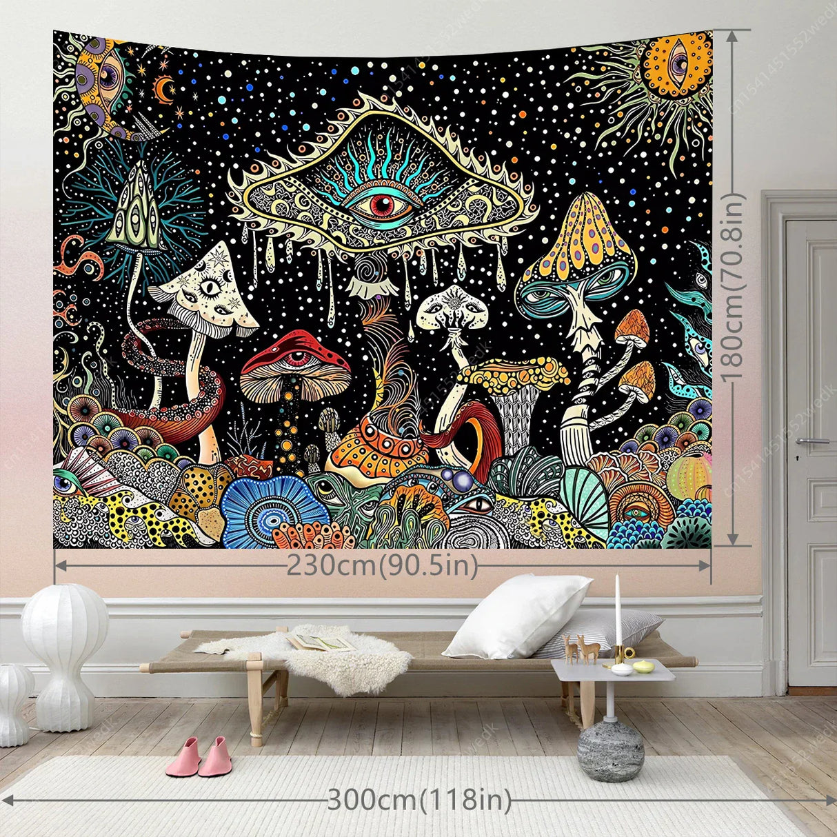 MysticTapestry Trippy Wandteppich | Hippie Boho Stil | Abstrakt & Farbintensiv | Wanddeko für Zuhause