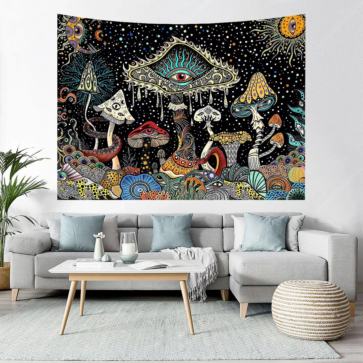 MysticTapestry Trippy Wandteppich | Hippie Boho Stil | Abstrakt & Farbintensiv | Wanddeko für Zuhause