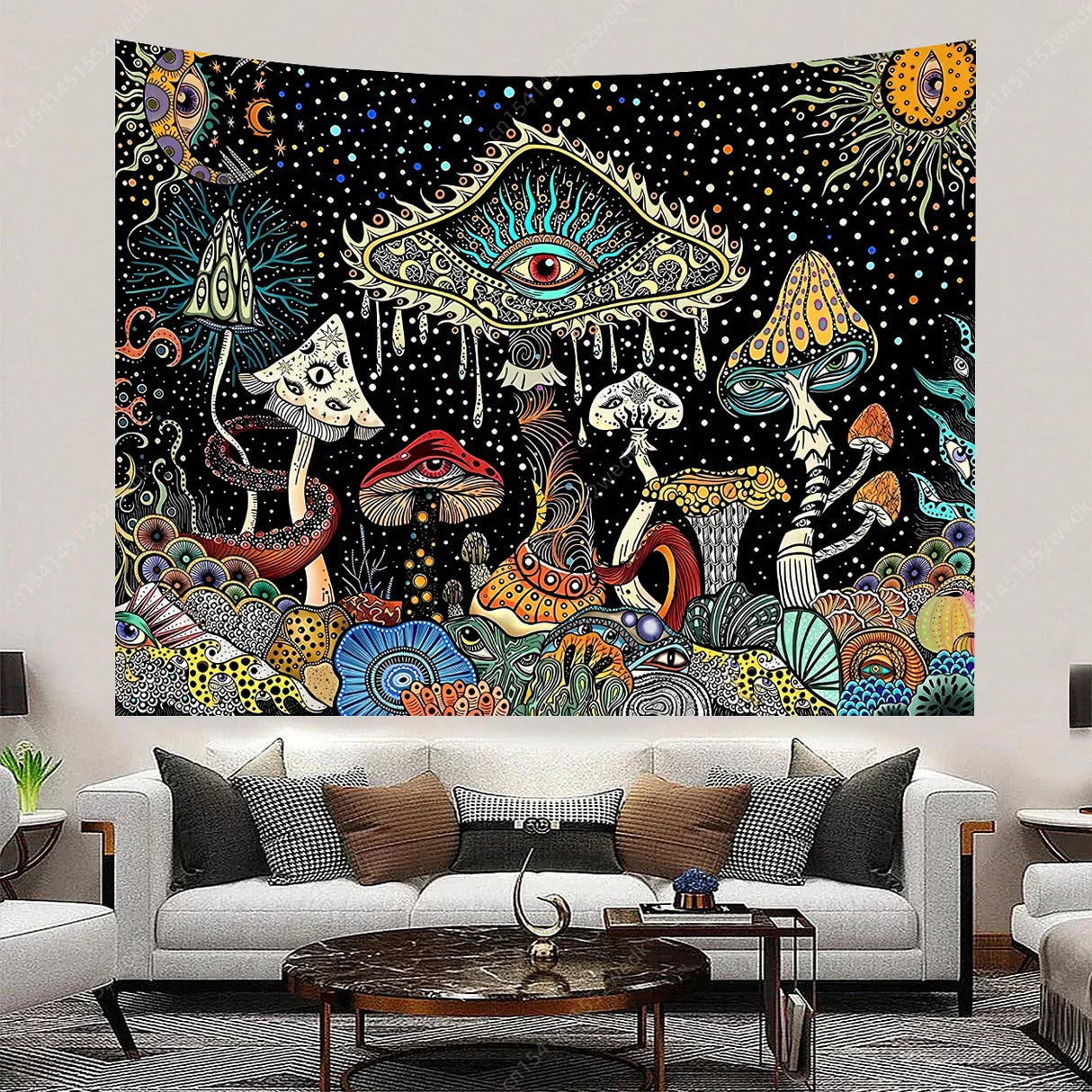 MysticTapestry Trippy Wandteppich | Hippie Boho Stil | Abstrakt & Farbintensiv | Wanddeko für Zuhause