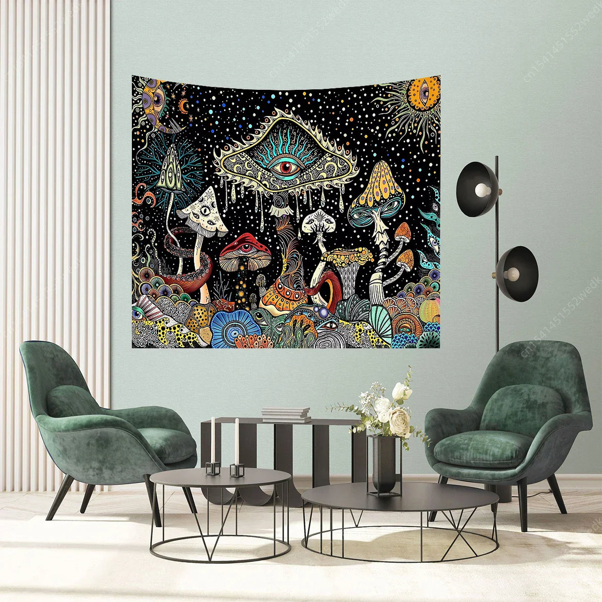 MysticTapestry Trippy Wandteppich | Hippie Boho Stil | Abstrakt & Farbintensiv | Wanddeko für Zuhause
