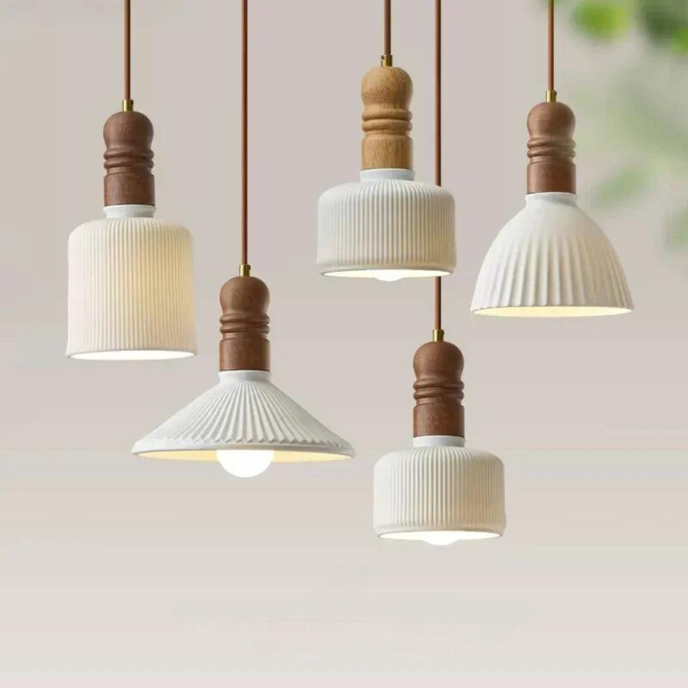 Crearo Nordic Pendelleuchte aus Massivholz | Skandinavisches Design | Warmes & Kaltes Licht | Stilvolle Beleuchtung für Zuhause