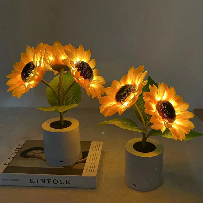 GlowBlume LED Sonnenblumenlampe | Schimmernde Tischbeleuchtung | Dekorative LED-Lampe für Zuhause und Büro
