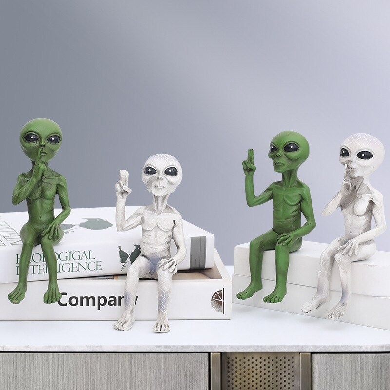 CosmoCraft Garten Alien | Outdoor Alien Dekofigur | Harzstatue für Garten & Haus | Miniatur für Außenbereich