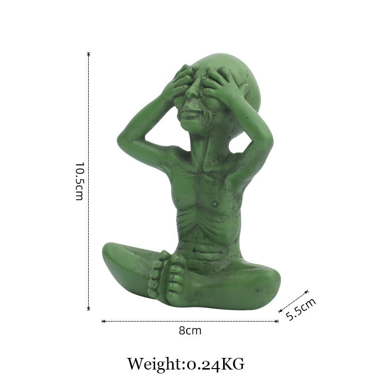 CosmoCraft Garten Alien | Outdoor Alien Dekofigur | Harzstatue für Garten & Haus | Miniatur für Außenbereich