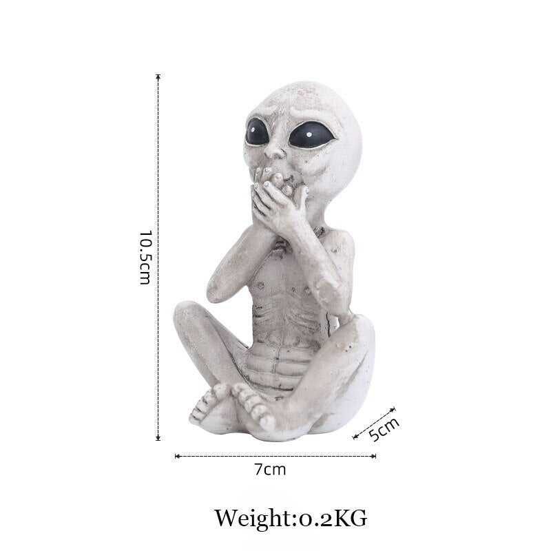 CosmoCraft Garten Alien | Outdoor Alien Dekofigur | Harzstatue für Garten & Haus | Miniatur für Außenbereich